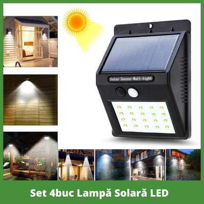 Set 4buc Lampă Solară LED cu senzor miscare si lumina