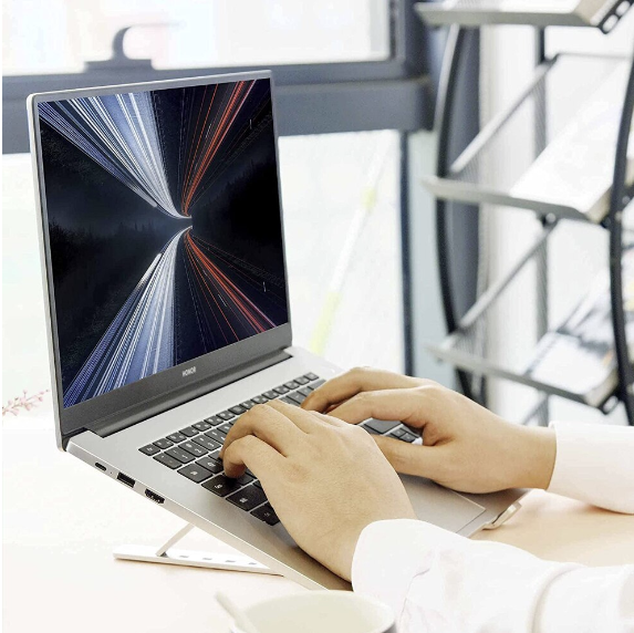 Suport Aluminiu Pliabil  Laptop ,6 Trepte, Design Special Disipare Caldura, Multifunctional, Ajustabil, Ventilare Notebook, Tableta, Telefon, Compact, 8-15,6 Inch, Gri