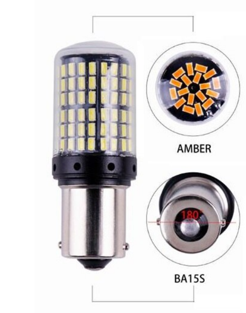 Set 2 Becuri LED Canbus 1156 Pozitie Portocaliu BA15S P21W 144 LED-uri