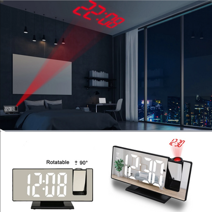 Ceas De Masa Tip Oglinda, Ecran LED Cu Proiectie 3D, Afisare Temperatura, Alarma