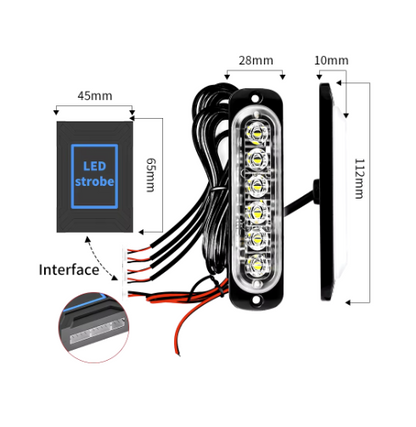 Kit 4 lumini stroboscop 7 functii 12V Galben