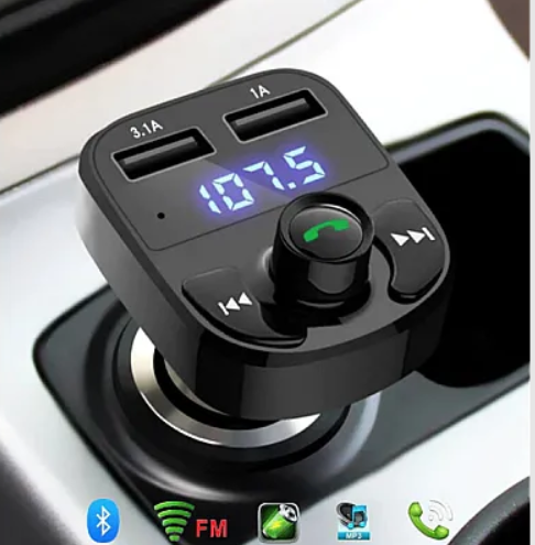 Modulator Fm auto Xd8 cu functie Bluetooth Mod Bt cu doua porturi Usb microSd Negru