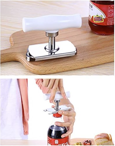 Deschizator de borcane si sticle cu Prindere Capac si Maner Inox