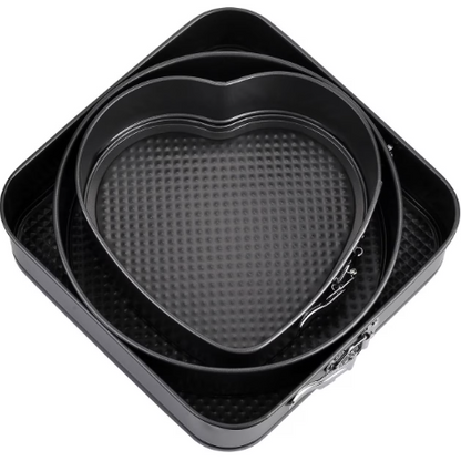 Set de 3 forme prajituri, Baza detasabila, 22 cm/24 cm/26 cm, Negru
