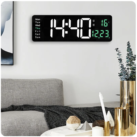 Ceas Digital de Perete RD AB6626 afisaj ALB Functie de Termometru Calendar Temporizator Alarma Dubla