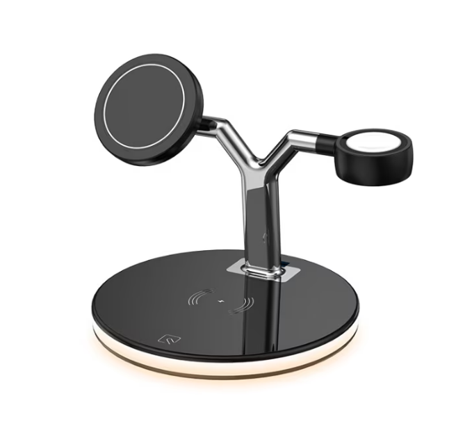 Incarcator Wireless 3 in 1 cu LED Model 970 pentru Telefon Ceas Casti