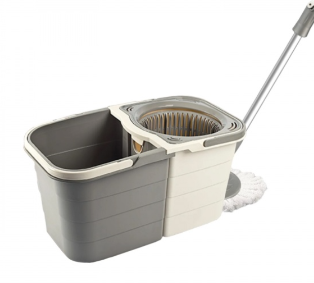 Mop rotativ Lisa ZLN0792 cu doua recipiente separabile, maner ajustabil, Gri