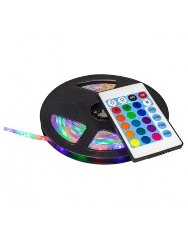 Banda LED multicolor, lungime 5 metri, controller, telecomanda si sursa de curent inclusa
