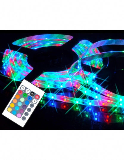 Banda LED multicolor, lungime 5 metri, controller, telecomanda si sursa de curent inclusa