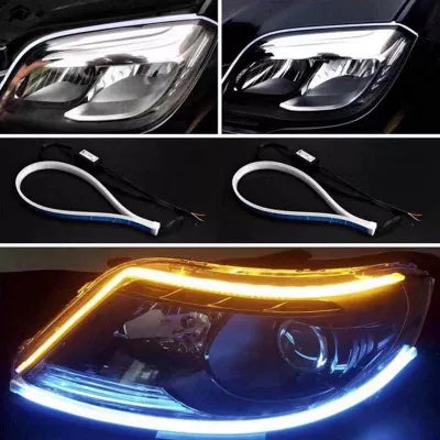 Set 2 Benzi Matrix 60CM LED flexibile pentru faruri-alb si galben