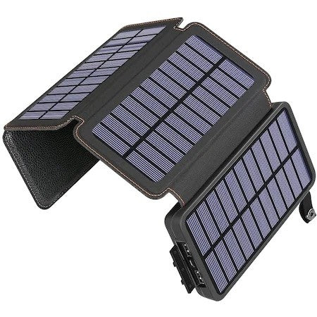 Baterie externa cu 4 panouri solare, 2 Port-uri USB si functie lanterna