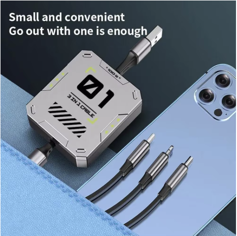 Cablu de date cu 3 mufe diferite Q SJ100 de 100W