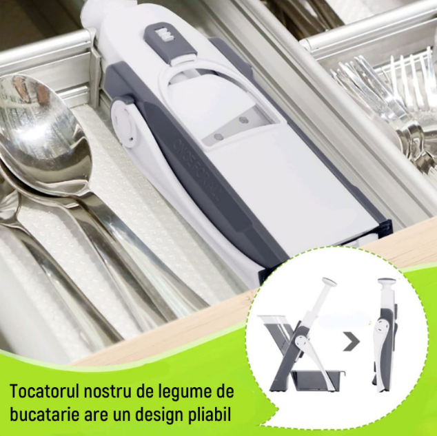 Feliator de fructe si legume pliabil tip mandolina cu 4 functii
