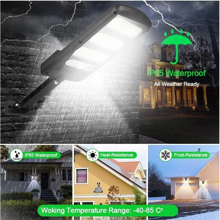 Lampa stradala, LED, IP65, Incarcare solara, Negru