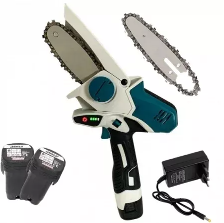 Mini Fierastrau cu lant si lama 4'' Craft tec 2 acumulatori 48w ALBASTRU MX678