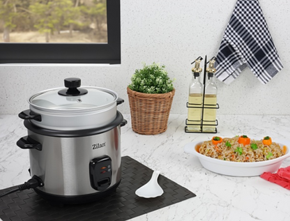 Aparat de gatit Zilan 2 in 1 pentru gatit orez si alimente la abur, capacitate 1.5L, 500W, sistem anti-alunecare