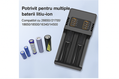 Incarcator universal cu 2 porturi pentru Acumulatori Li-Ion