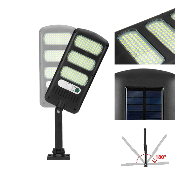 Lampa stradala, LED, IP65, Incarcare solara, Negru