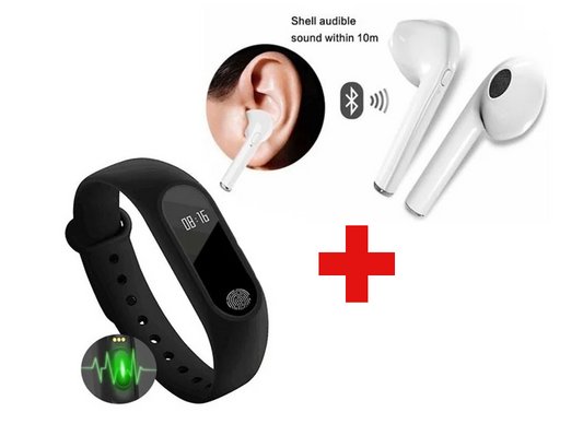 Casti Wireless + Bratara fitness