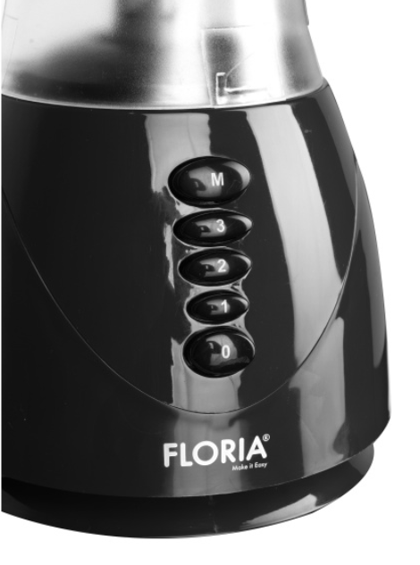 Blender FLORIA ZLN-3080 Negru, Putere 300W, capacitate 1.5L, 3 viteze, Functie puls-Vas plastic