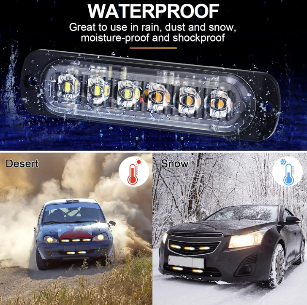 Kit 4 lumini stroboscop 7 functii 12V Galben