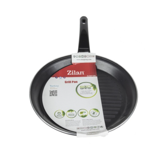 Tigaie aluminiu grill Zilan ZLN-2126, diametru 28 cm, interior teflon