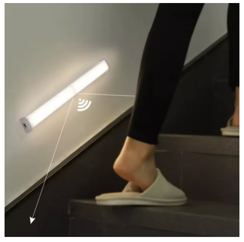Aplica LED lumina rece si calda, cu senzor de miscare, incarcare USB, 30cm, negru, IP20