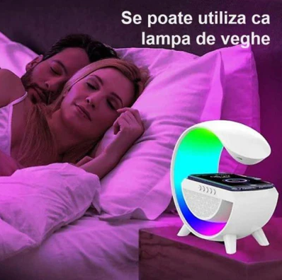STATIE INCARCARE WIRELESS 3 IN 1 CU LAMPA RGB SI BOXA BLUETOOTH