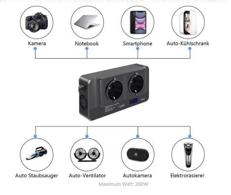 Invertor curent auto 300W 12V/220V USB Q-CC8200