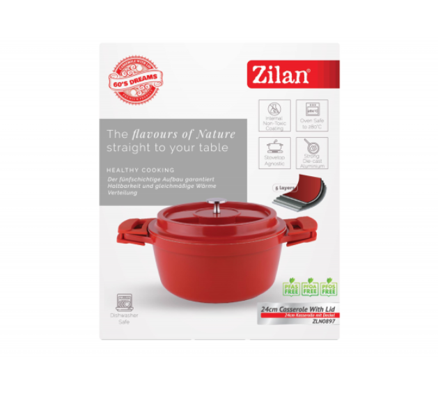 Oala RETRO Zilan ZLN0897 din 5 straturi de material, 24 cm diametru, Capacitate 4L