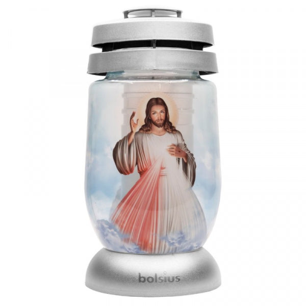 Candela Bolsius din Sticla 3l cu Hristos Argintie 36h