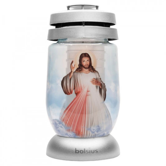 Candela Bolsius din Sticla 3l cu Hristos Argintie 36h