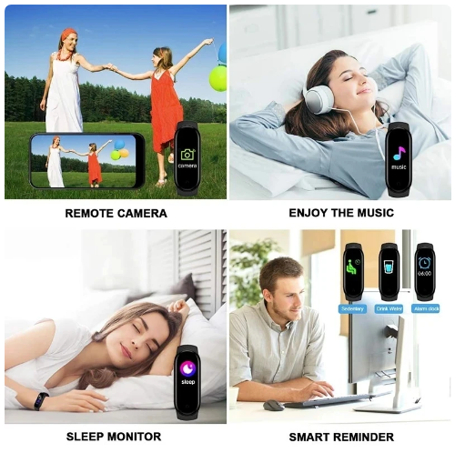 Bratara fitness M4 inteligenta cu masurarea tensiunii arteriale, Ritm cardiac, Nivel oxigen, Notificari, Pedometru, Bluetooth