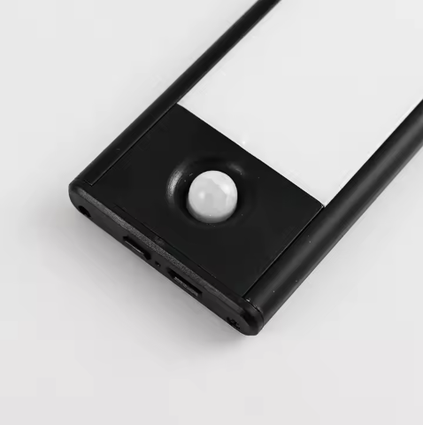 Aplica LED lumina rece si calda, cu senzor de miscare, incarcare USB, 30cm, negru, IP20