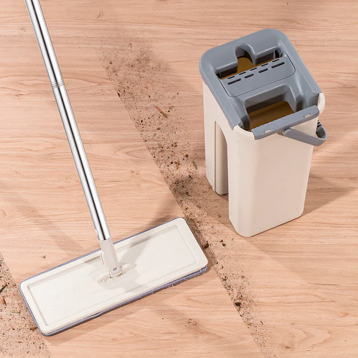 Mop plat Smart Flat, cu găleată dublă și sistem de spălare-stoarcere