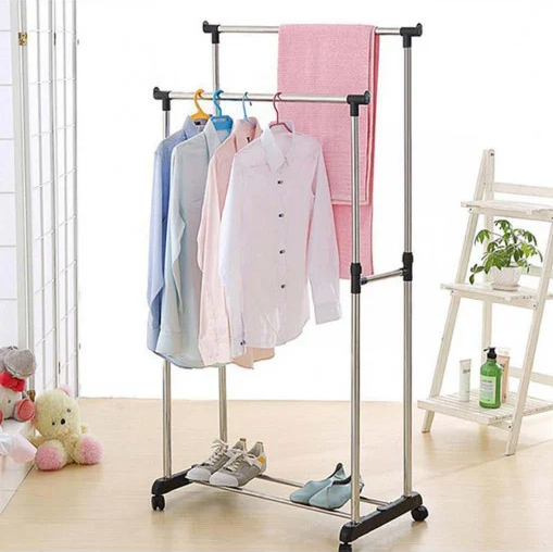 Suport telescopic pentru umerase, pe roti, inox