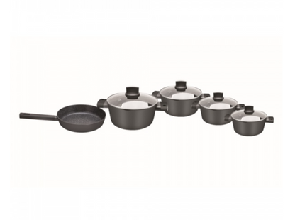 Set de oale Zilan ZLN0942 Negru, cu 9 piese, invelis din marmura si manere fine la atingere