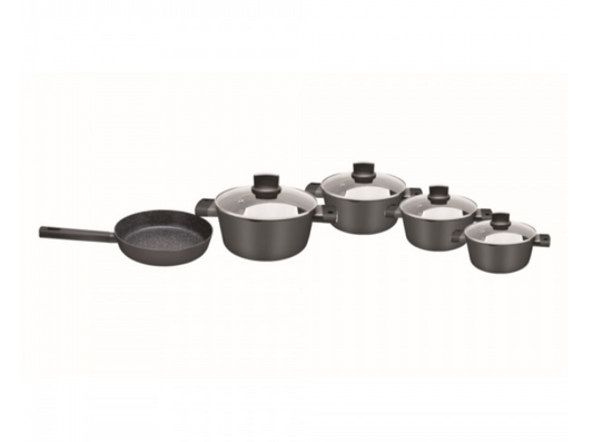 Set de oale Zilan ZLN0942 Negru, cu 9 piese, invelis din marmura si manere fine la atingere