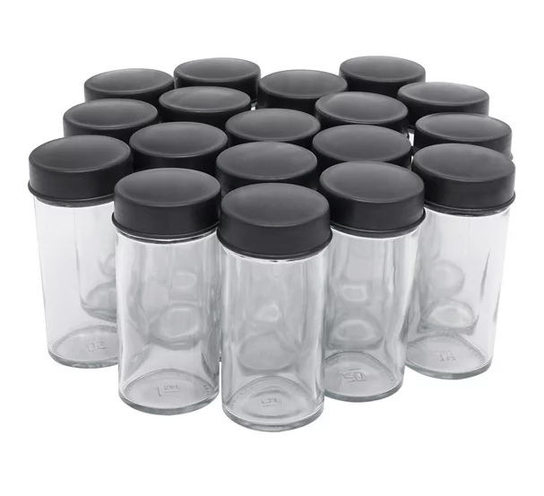 Suport Rotativ Condimente, 18 Sticlute 100ml, Etichete, Creion Alb, Mini Palnie, Economiseste Spatiu, Usor de Montat, Negru