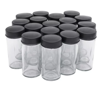Suport Rotativ Condimente, 18 Sticlute 100ml, Etichete, Creion Alb, Mini Palnie, Economiseste Spatiu, Usor de Montat, Negru