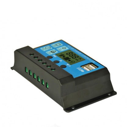 Regulator Controler pentru panou solar, 10A, 12V/24V, Display LCD si 2 porturi USB