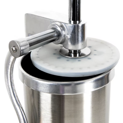 Aparat vertical de umplut carnati, capacitate 6 kg, inox, 5 palnii incluse