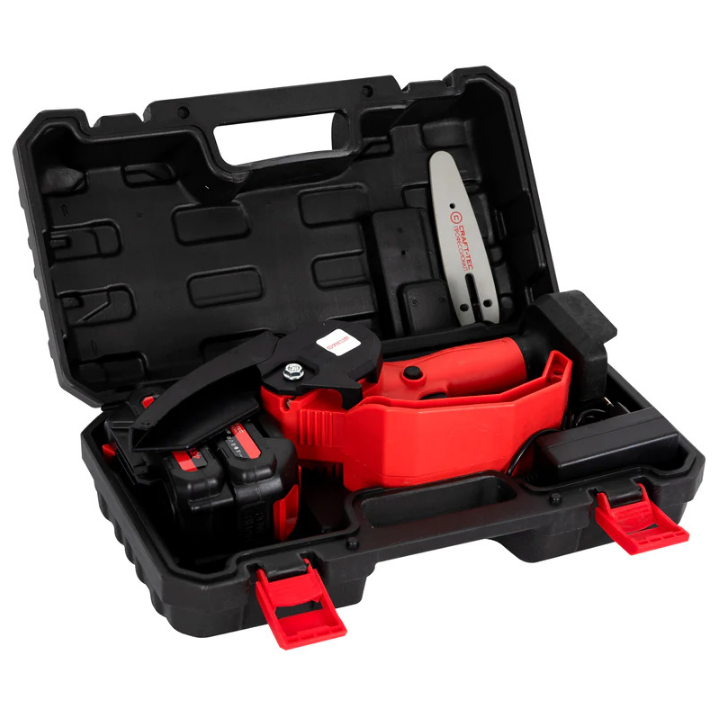 Mini Fierastrau lant 4'' CRAFT TEC 2 acumulatori 48W ROSU MX566