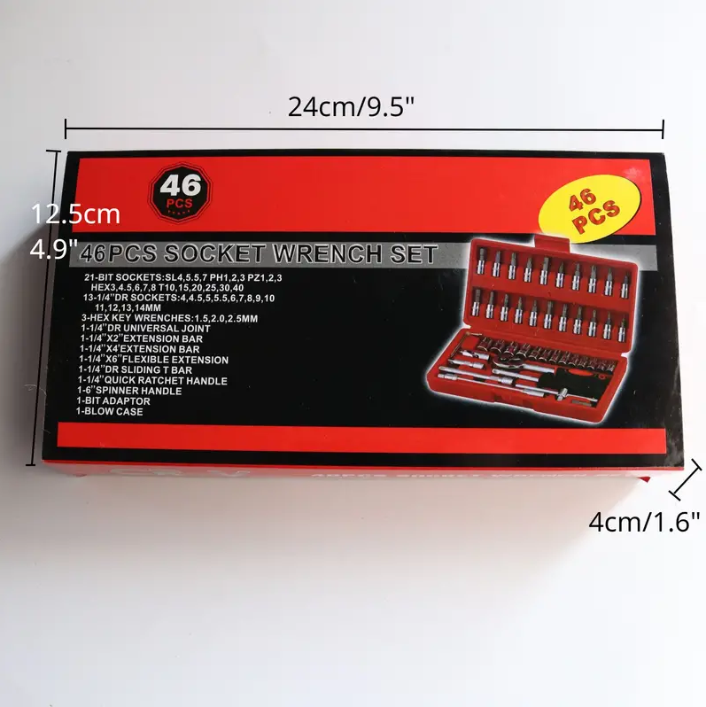 Trusa de scule chei tubulare si surubelnite Chrome Vanadium 46 de piese