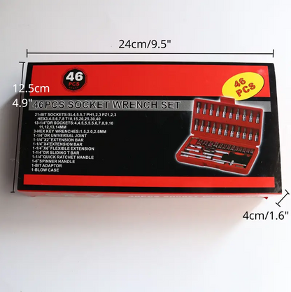 Trusa de scule chei tubulare si surubelnite Chrome Vanadium 46 de piese