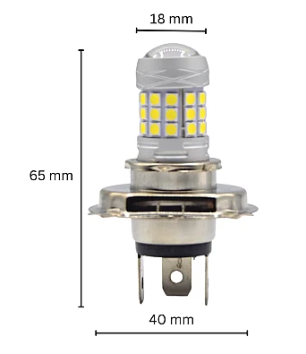 Set 2 becuri auto H4 cu 42 LED SMD 120W 6000k 12/80V doua faze lupa