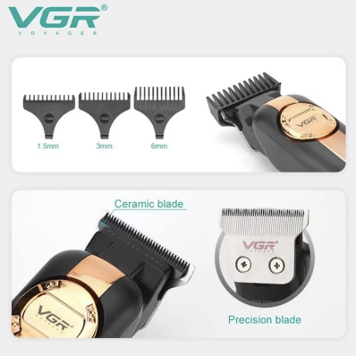 Aparat de Tuns Fara Fir, VGR V-941, Bateroe 2000mAh, 5W, 3 Distantiere, Negru-Cupru