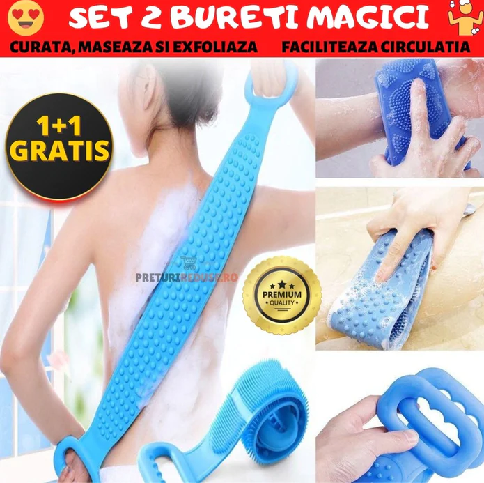 Pachet Promo : 2 x Banda pentru Masarea si Spalarea Spatelui din silicon