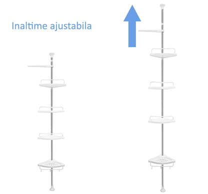 RAFT TELESCOPIC DE PERETE PENTRU BAIE, 4 POLITE