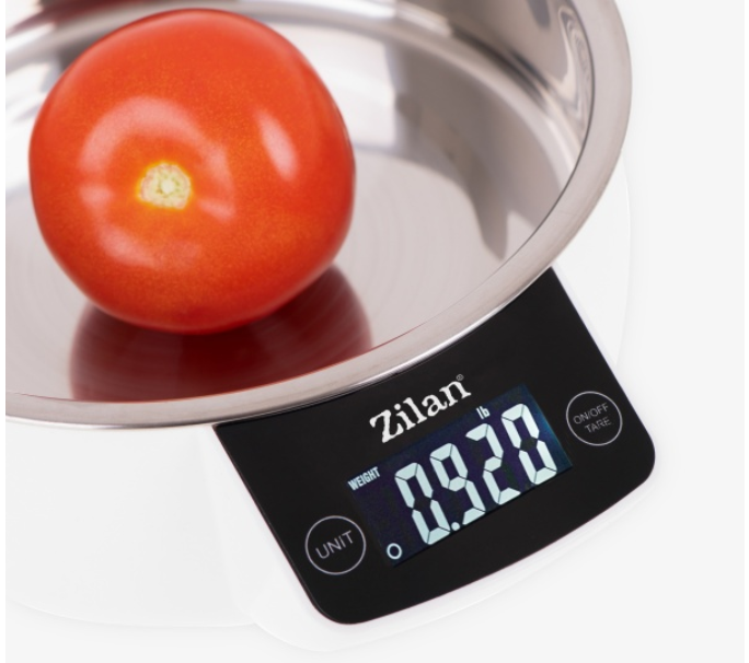 Cantar alimentar Zilan ZLN Alb, ecran digital, bol de 900ml, capacitate maxima de 5 kg